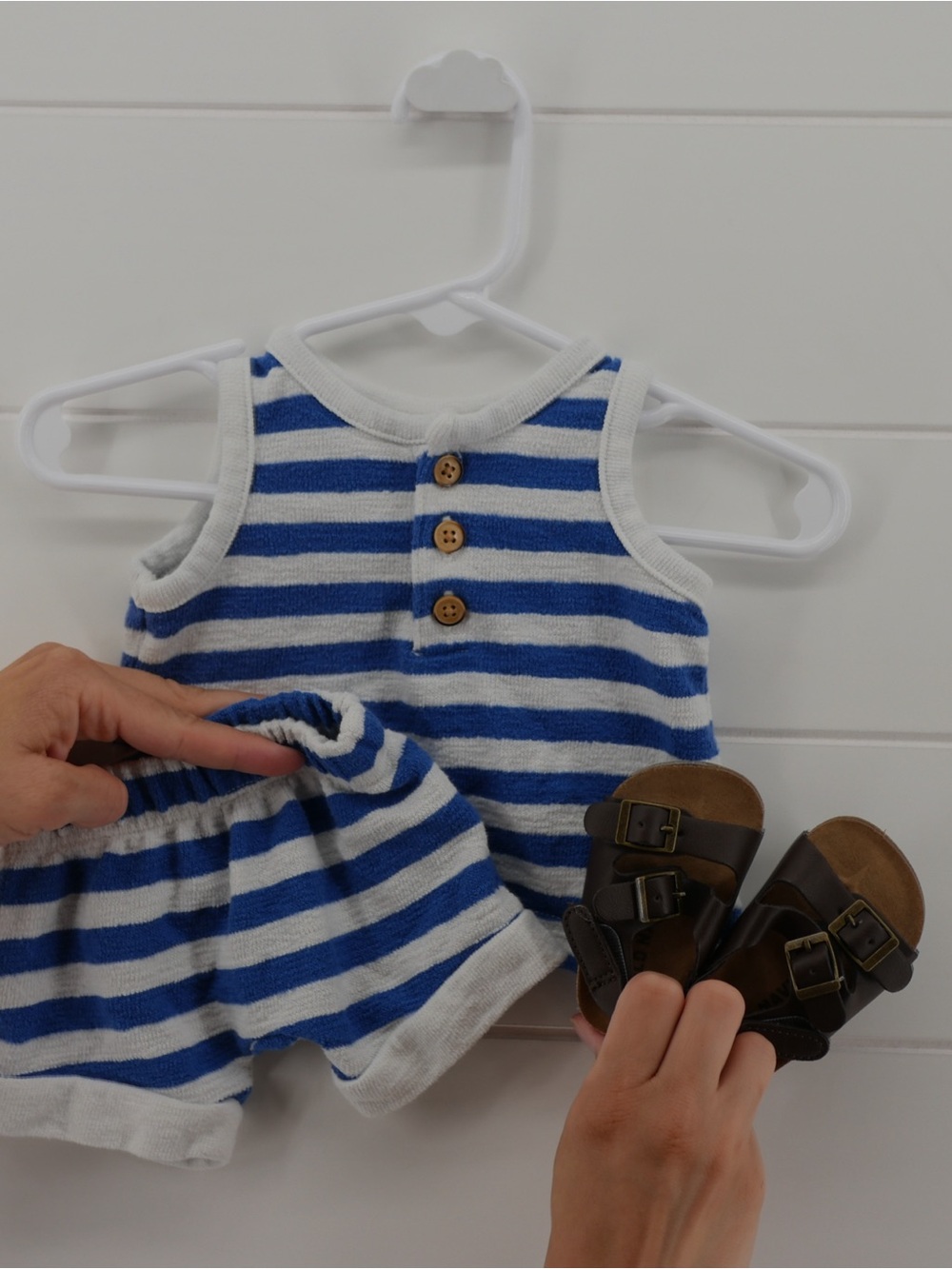 Cat & Jack Blue and White Striped Tank and Shorts Set Newborn boy outfit